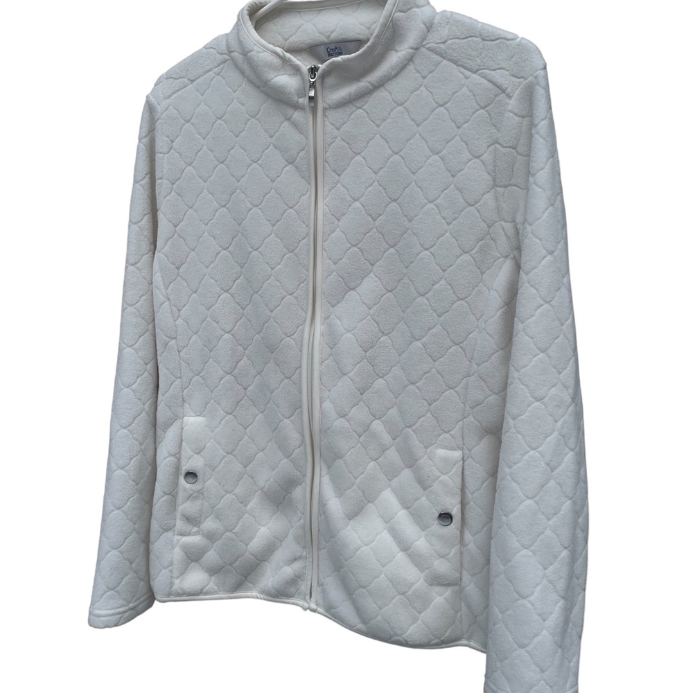Croft‎ & Barrow white fleece zip front jacket